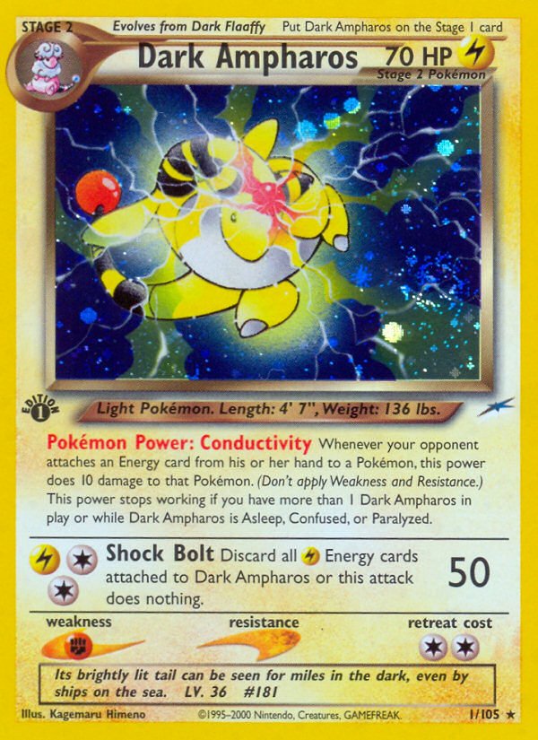 Dark Ampharos (1/105) [Neo Destiny 1st Edition] - Dark Crystal Cards