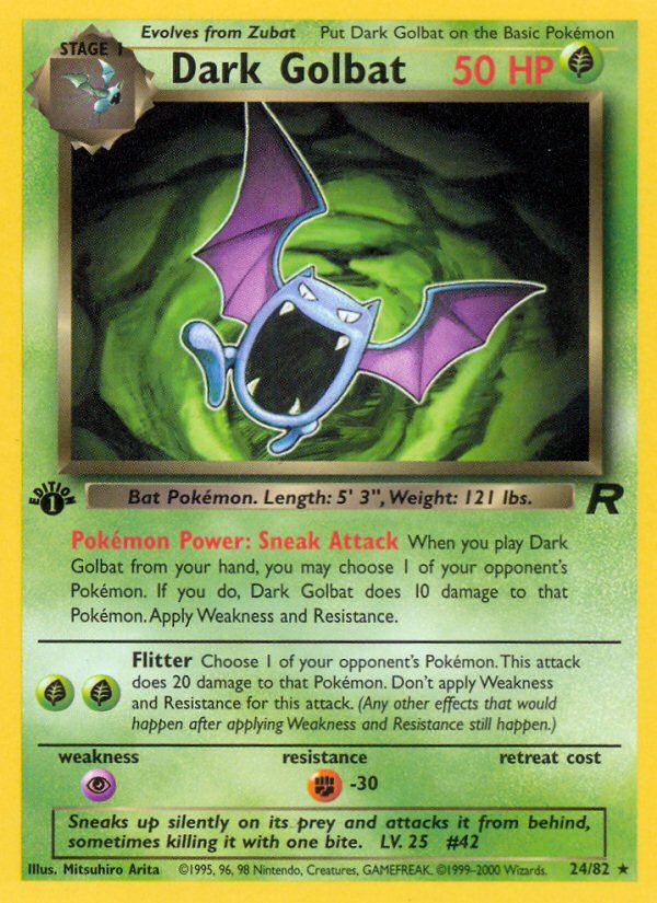 Dark Golbat (24/82) [Team Rocket 1st Edition] - Dark Crystal Cards