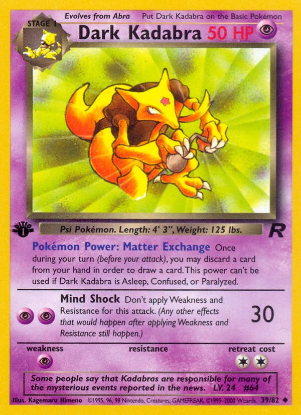 Dark Kadabra (39/82) [Team Rocket 1st Edition] - Dark Crystal Cards