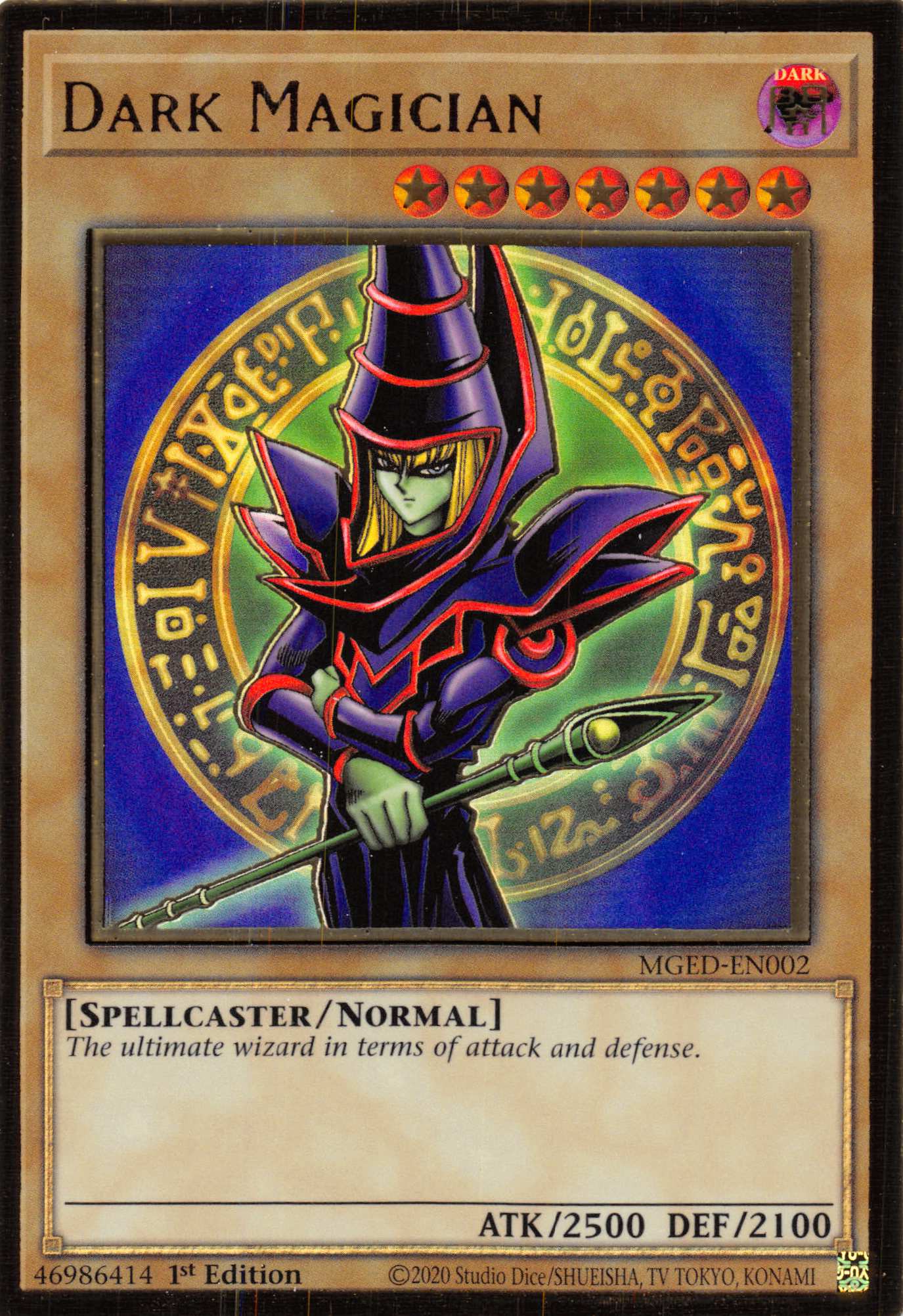 Dark Magician (Alternate Art) [MGED - EN002] Gold Rare - Dark Crystal Cards