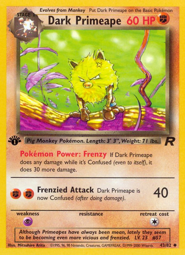 Dark Primeape (43/82) [Team Rocket 1st Edition] - Dark Crystal Cards