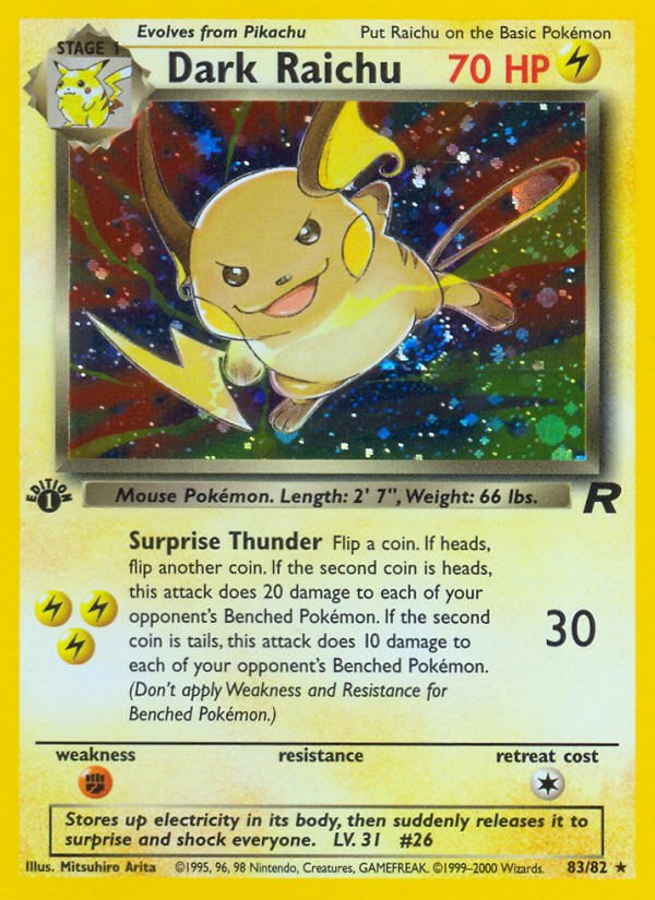 Dark Raichu (83/82) [Team Rocket 1st Edition] - Dark Crystal Cards