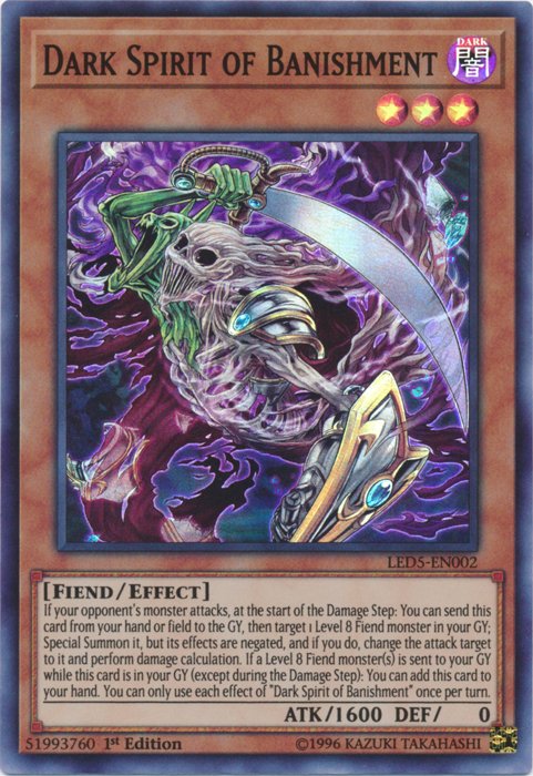 Dark Spirit of Banishment [LED5 - EN002] Super Rare - Dark Crystal Cards