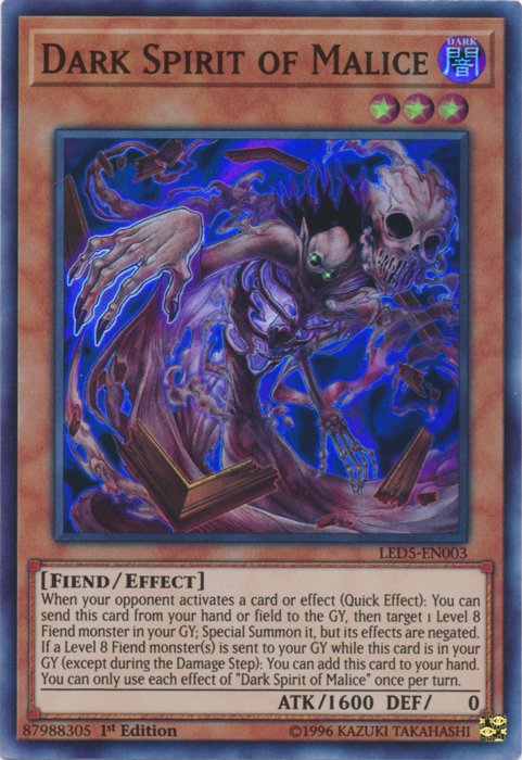 Dark Spirit of Malice [LED5 - EN003] Super Rare - Dark Crystal Cards