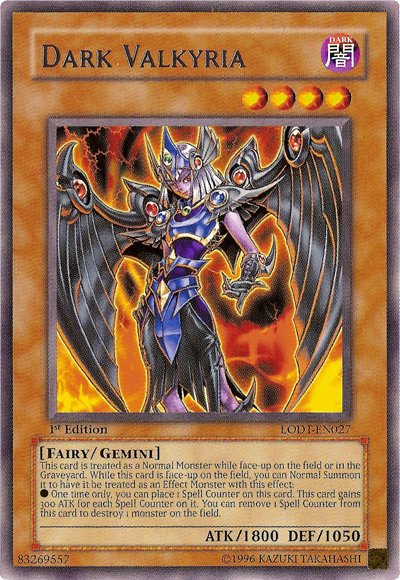 Dark Valkyria [LODT - EN027] Rare - Dark Crystal Cards