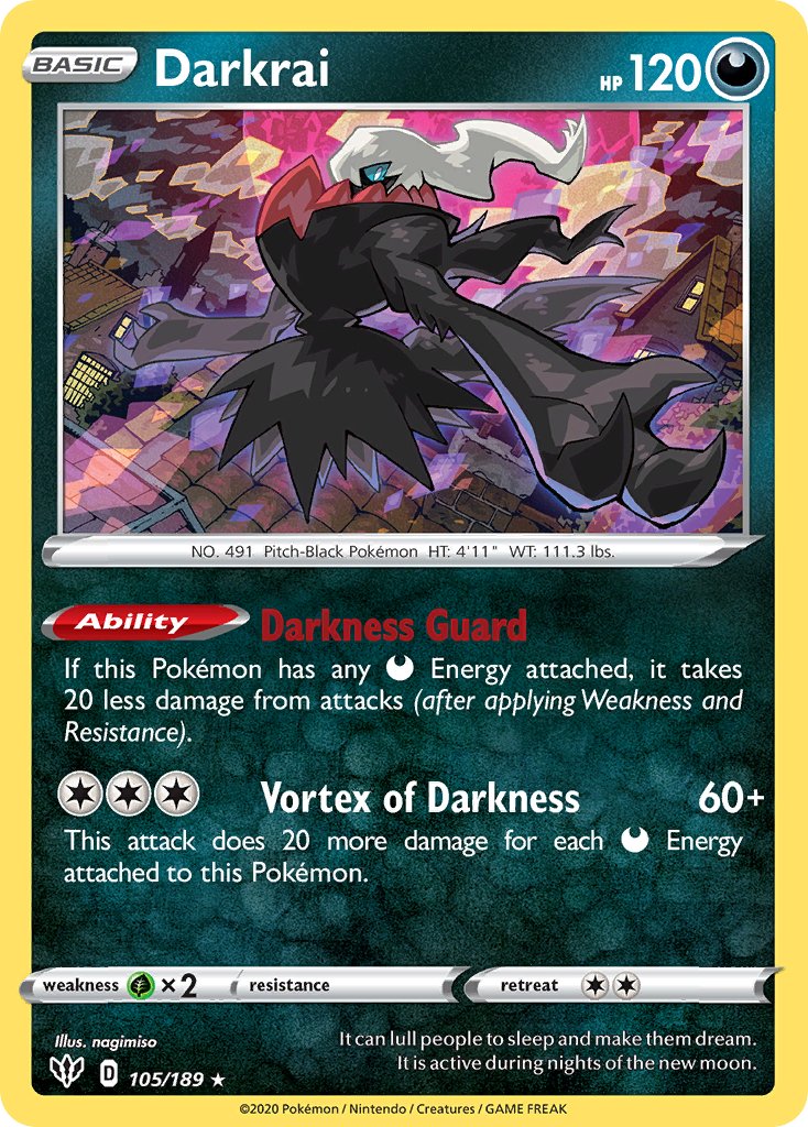 Darkrai (105/189) (Cosmos Holo) [Sword & Shield: Darkness Ablaze] - Dark Crystal Cards
