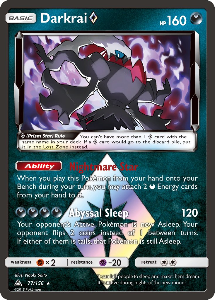 Darkrai (77/156) (Prism Star) [Sun & Moon: Ultra Prism] - Dark Crystal Cards