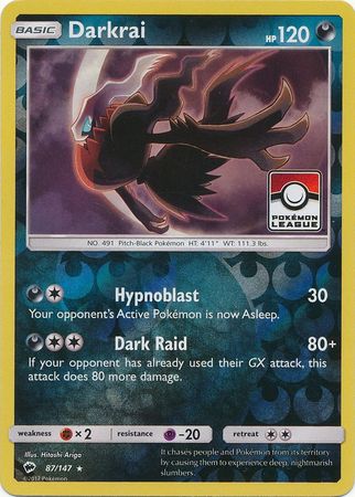 Darkrai (87/147) (League Promo) [Sun & Moon: Burning Shadows] - Dark Crystal Cards
