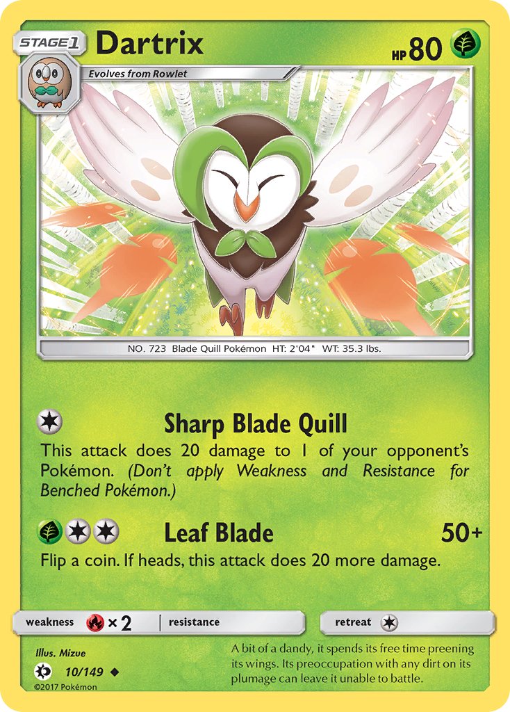 Dartrix (10/149) [Sun & Moon: Base Set] - Dark Crystal Cards