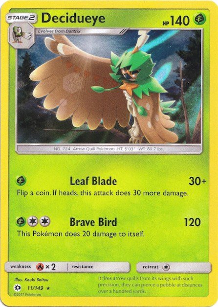 Decidueye (11/149) (Water Web Holo) [Sun & Moon: Base Set] - Dark Crystal Cards