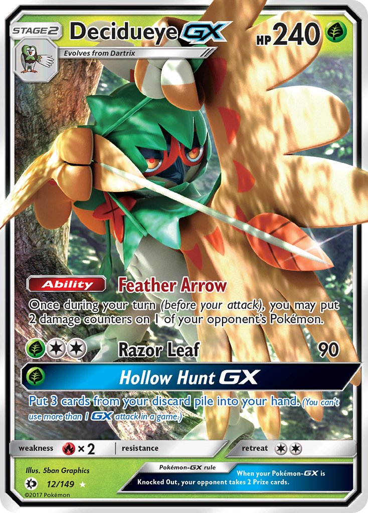 Decidueye GX (12/149) [Sun & Moon: Base Set] - Dark Crystal Cards