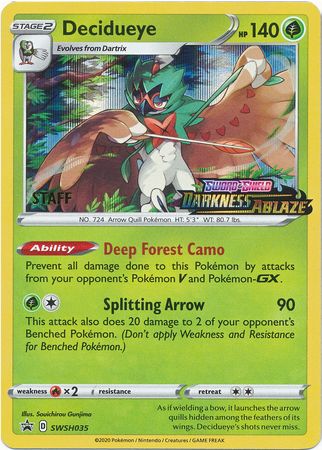 Decidueye (SWSH035) (Staff Prerelease Promo) [Sword & Shield: Black Star Promos] - Dark Crystal Cards