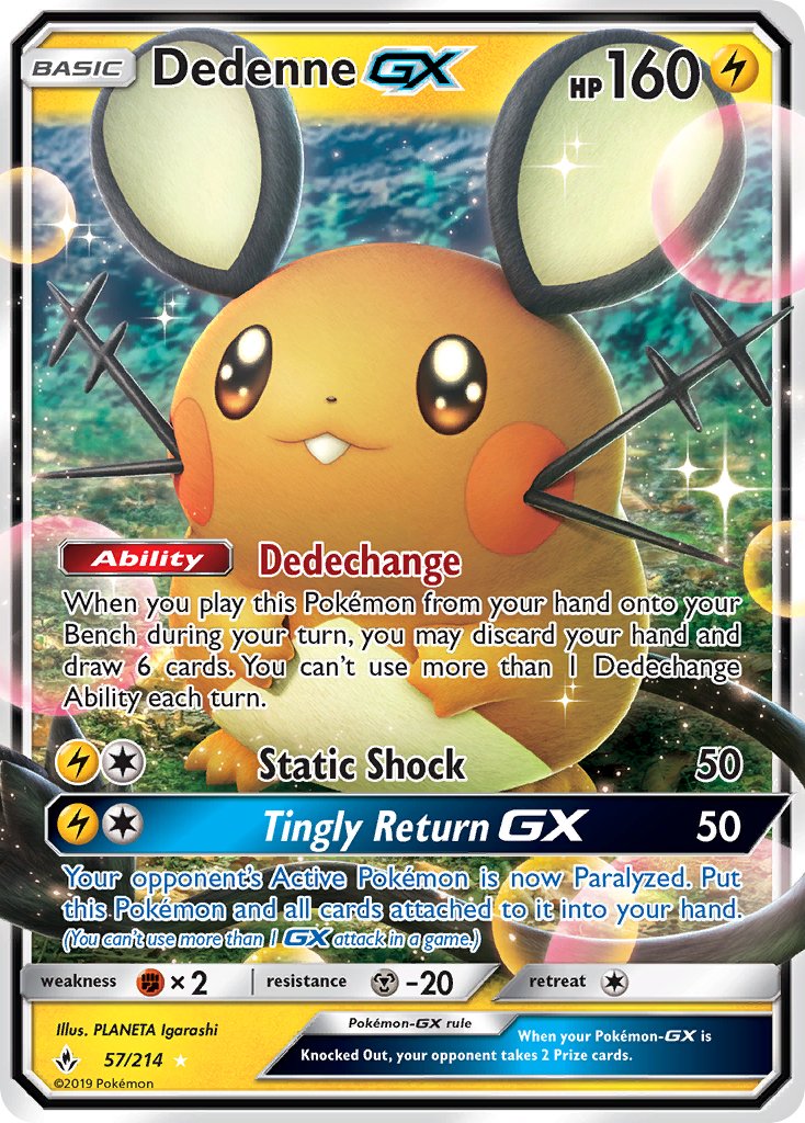 Dedenne GX (57/214) [Sun & Moon: Unbroken Bonds] - Dark Crystal Cards