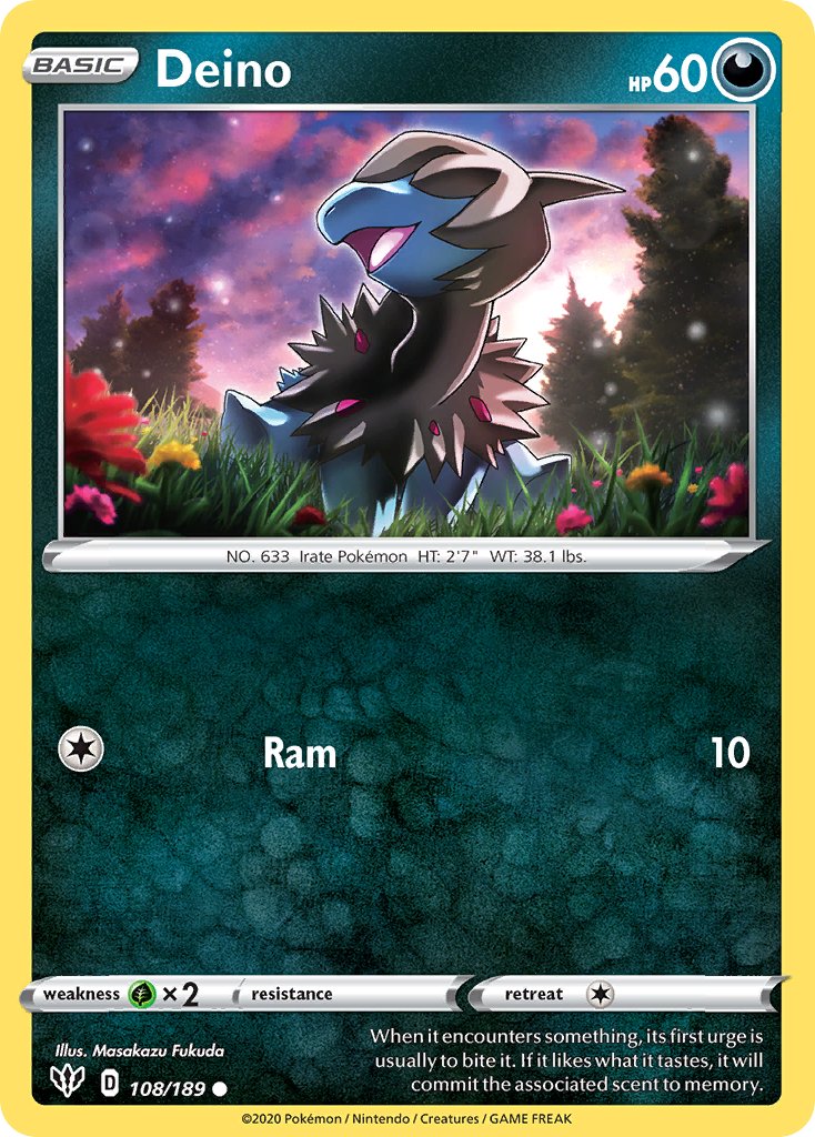 Deino (108/189) [Sword & Shield: Darkness Ablaze] - Dark Crystal Cards