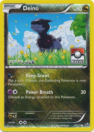 Deino (97/113) (League Promo 2nd Place) [Black & White: Legendary Treasures] - Dark Crystal Cards