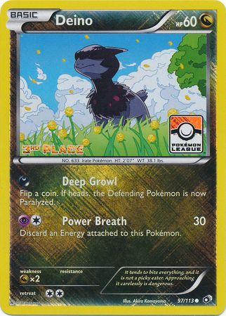 Deino (97/113) (League Promo 3rd Place) [Black & White: Legendary Treasures] - Dark Crystal Cards