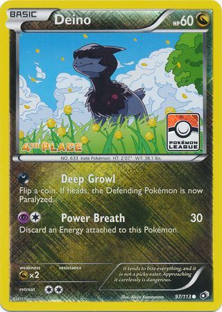Deino (97/113) (League Promo 4th Place) [Black & White: Legendary Treasures] - Dark Crystal Cards