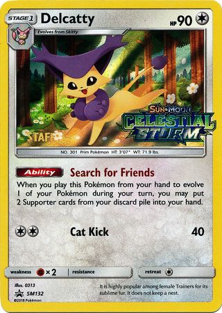 Delcatty (SM132) (Staff Prerelease Promo) [Sun & Moon: Black Star Promos] - Dark Crystal Cards