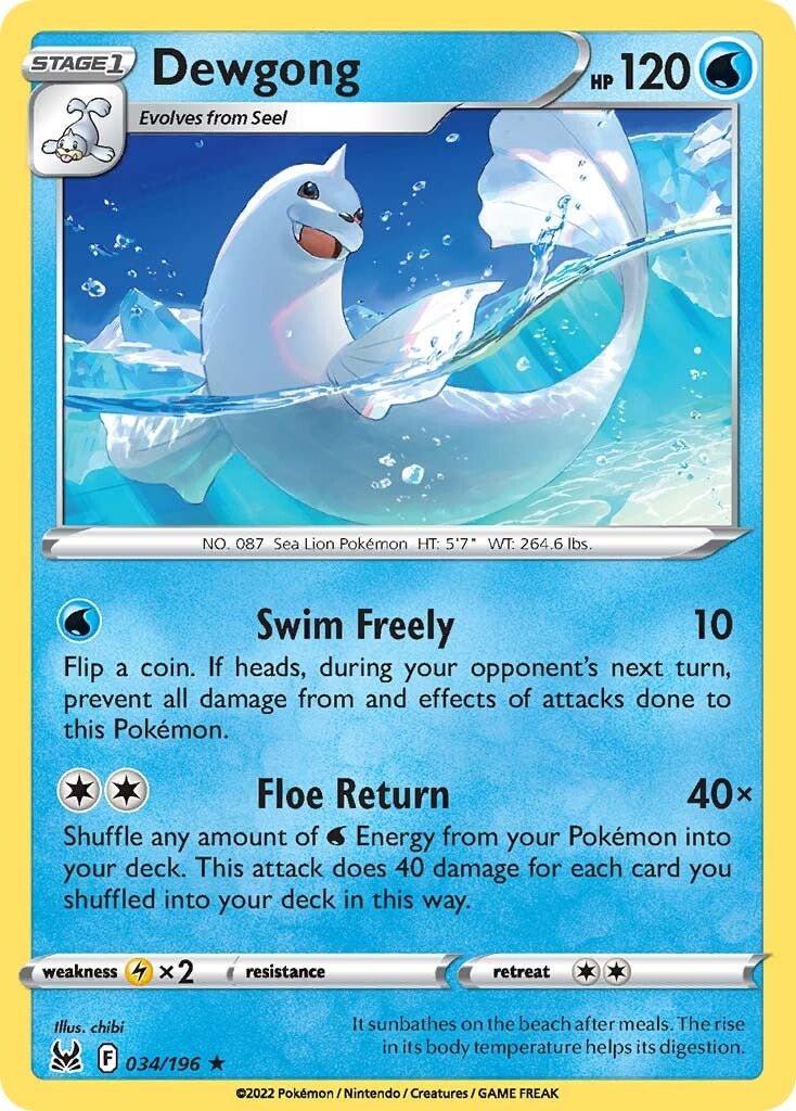 Dewgong (034/196) [Sword & Shield: Lost Origin] - Dark Crystal Cards