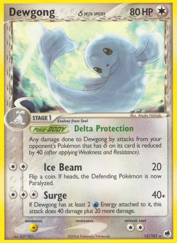 Dewgong (15/101) (Delta Species) [EX: Dragon Frontiers] - Dark Crystal Cards