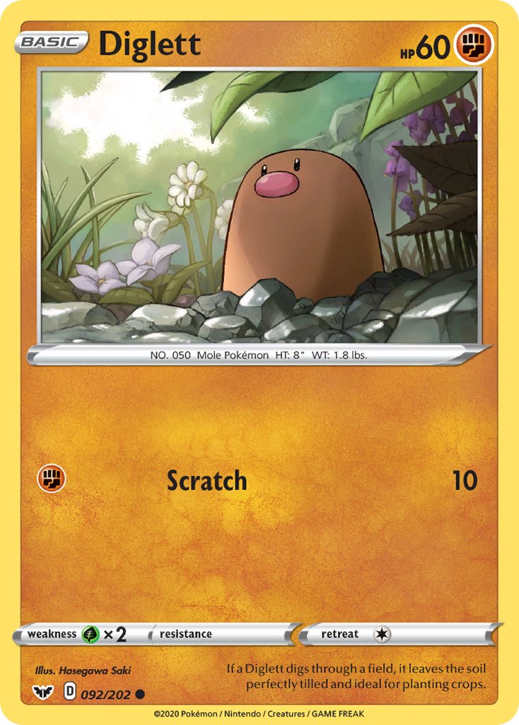 Diglett (092/202) [Sword & Shield: Base Set] - Dark Crystal Cards
