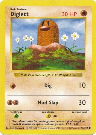 Diglett (47/102) [Base Set Shadowless Unlimited] - Dark Crystal Cards