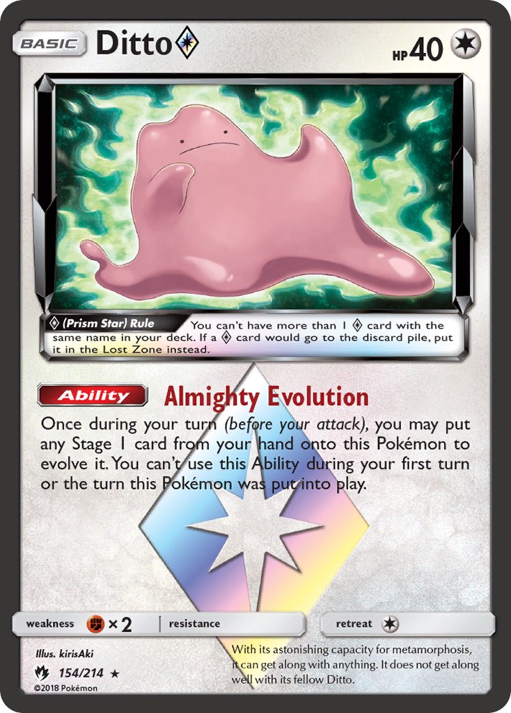 Ditto (154/214) (Prism Star) [Sun & Moon: Lost Thunder] - Dark Crystal Cards