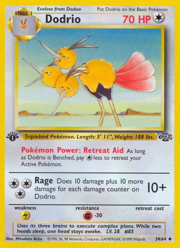 Dodrio (34/64) [Jungle 1st Edition] - Dark Crystal Cards