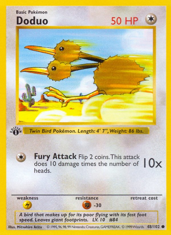 Doduo (48/102) (Shadowless) [Base Set 1st Edition] - Dark Crystal Cards