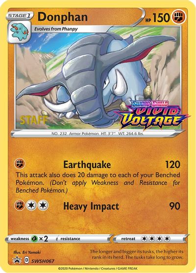Donphan (SWSH067) (Staff Prerelease Promo) [Sword & Shield: Black Star Promos] - Dark Crystal Cards