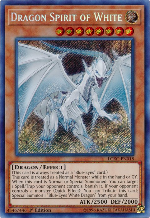 Dragon Spirit of White [LCKC - EN018] Secret Rare - Dark Crystal Cards