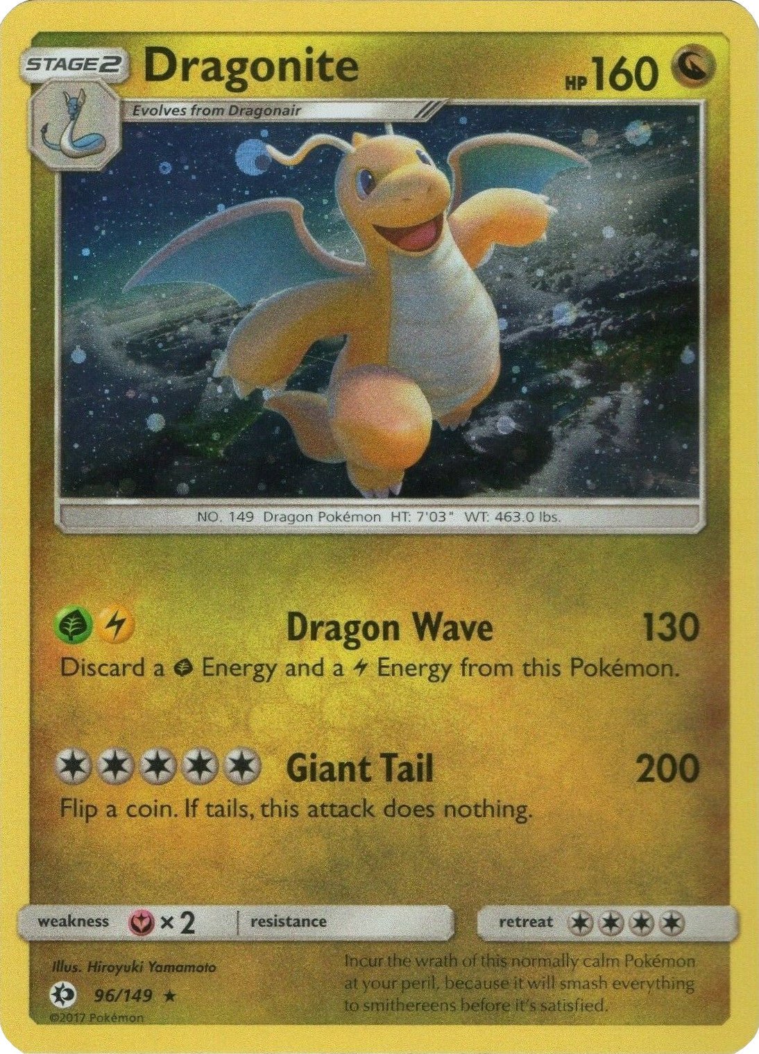 Dragonite (96/149) (Cosmos Holo) [Sun & Moon: Base Set] - Dark Crystal Cards