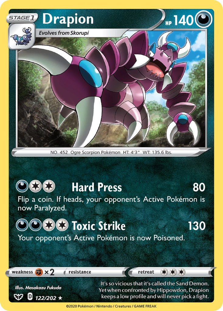 Drapion (122/202) [Sword & Shield: Base Set] - Dark Crystal Cards
