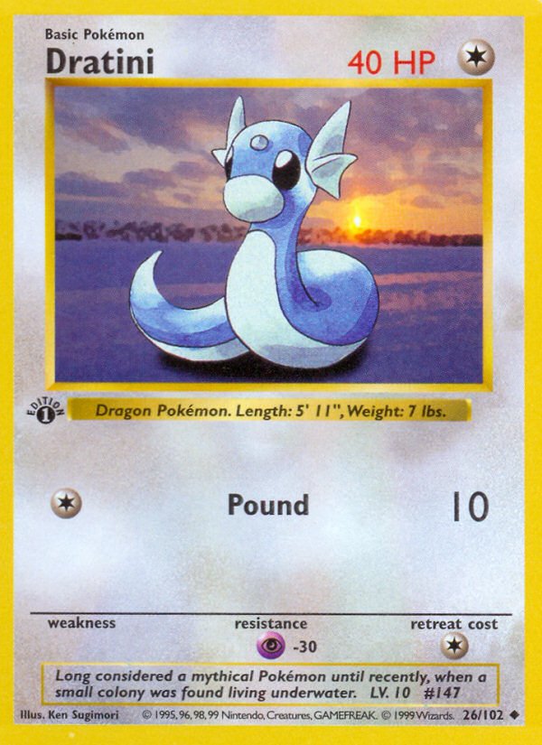 Dratini (26/102) (Shadowless) [Base Set 1st Edition] - Dark Crystal Cards