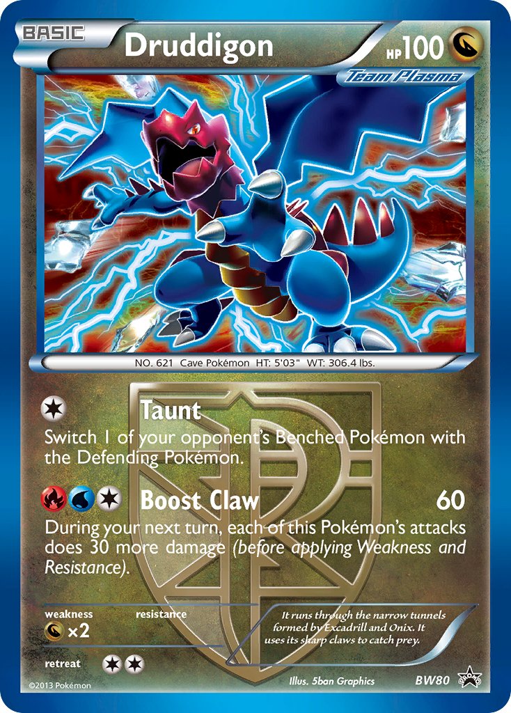 Druddigon (BW80) (Team Plasma) (Cosmos Holo) [Black & White: Black Star Promos] - Dark Crystal Cards