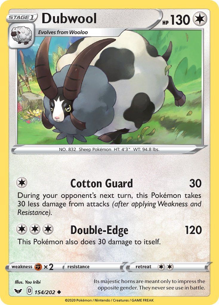 Dubwool (154/202) [Sword & Shield: Base Set] - Dark Crystal Cards