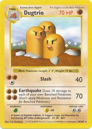 Dugtrio (19/102) [Base Set Shadowless Unlimited] - Dark Crystal Cards