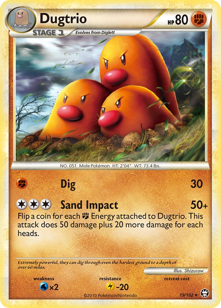 Dugtrio (19/102) [HeartGold & SoulSilver: Triumphant] - Dark Crystal Cards