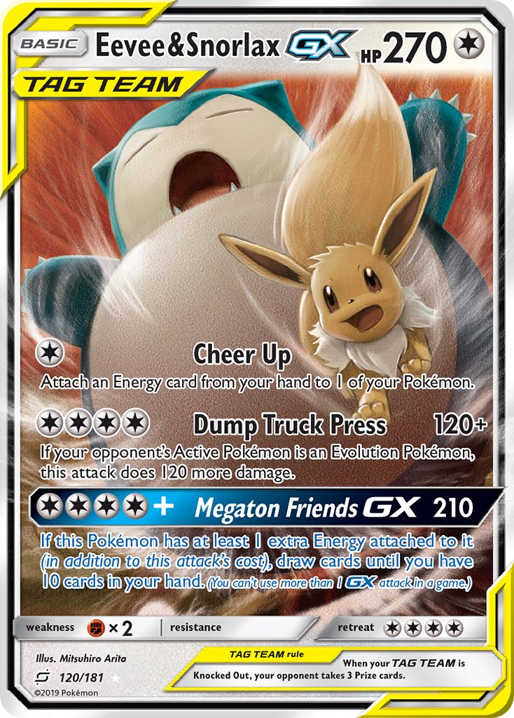 Eevee & Snorlax GX (120/181) [Sun & Moon: Team Up] - Dark Crystal Cards