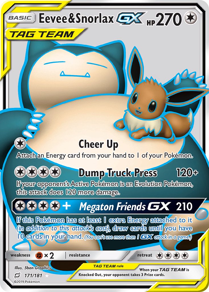 Eevee & Snorlax GX (171/181) [Sun & Moon: Team Up] - Dark Crystal Cards