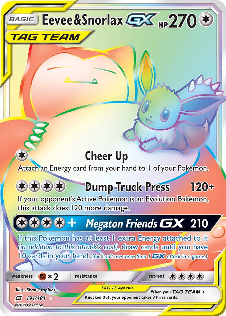 Eevee & Snorlax GX (191/181) [Sun & Moon: Team Up] - Dark Crystal Cards