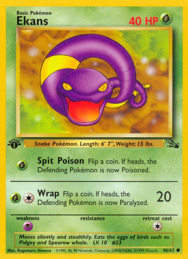 Ekans (46/62) [Fossil 1st Edition] - Dark Crystal Cards