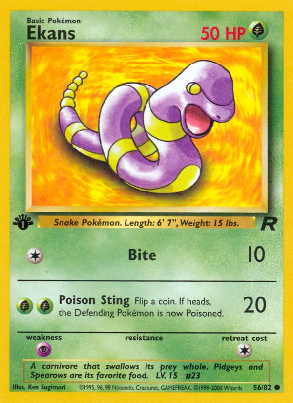 Ekans (56/82) [Team Rocket 1st Edition] - Dark Crystal Cards