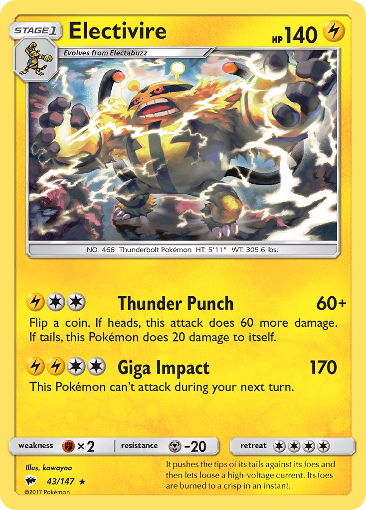Electivire (43/147) [Sun & Moon: Burning Shadows] - Dark Crystal Cards