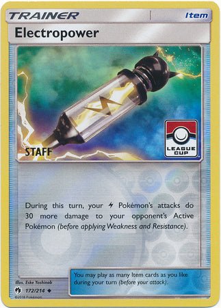 Electropower (172/214) (League Promo Staff) [Sun & Moon: Lost Thunder] - Dark Crystal Cards