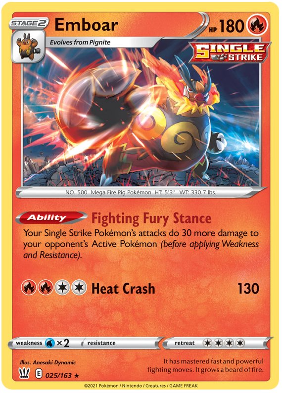 Emboar (025/163) [Sword & Shield: Battle Styles] - Dark Crystal Cards