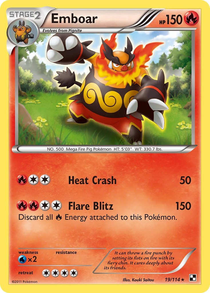 Emboar (19/114) (Cracked Ice Holo) (Theme Deck Exclusive) [Black & White: Base Set] - Dark Crystal Cards