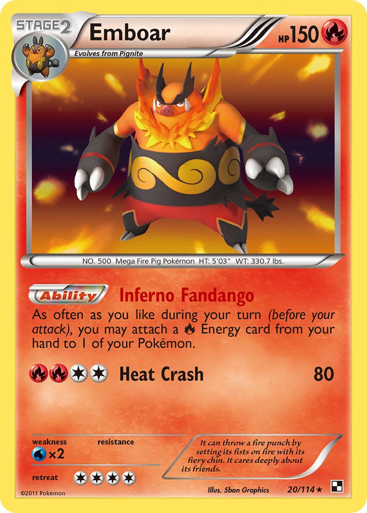 Emboar (20/114) [Black & White: Base Set] - Dark Crystal Cards