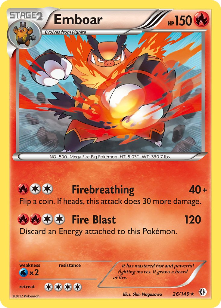 Emboar (26/149) [Black & White: Boundaries Crossed] - Dark Crystal Cards