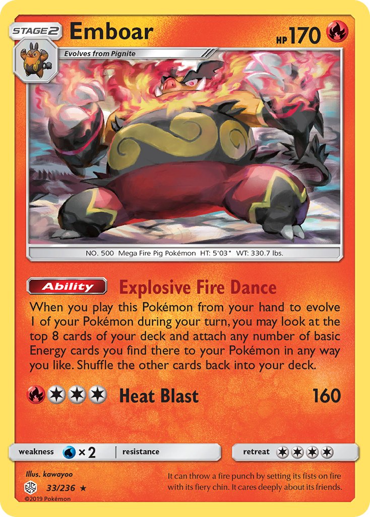 Emboar (33/236) [Sun & Moon: Cosmic Eclipse] - Dark Crystal Cards